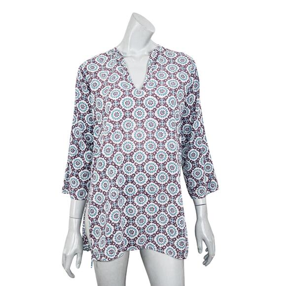 Roberta Roller Rabbit V-neck Tunic top Purple Blue Small - Picture 2 of 9